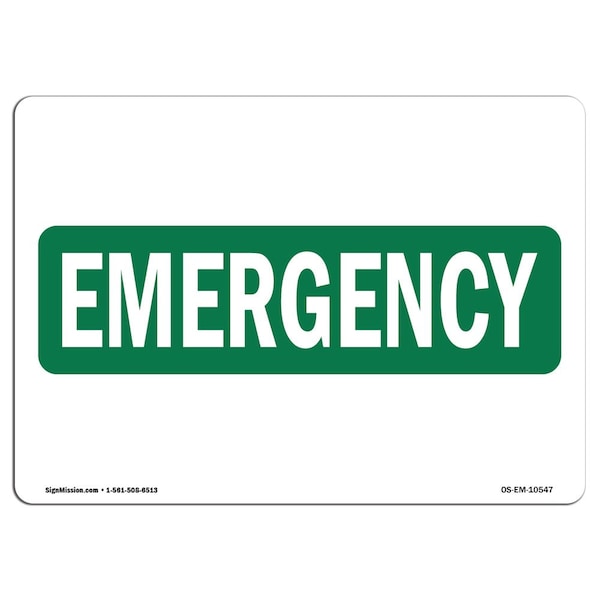 Safety Sign, OSHA EMERGENCY, 7" Height, Aluminum, Label OEE-16912 Response.pdf, Landscape